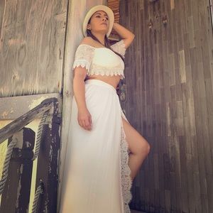 Sexy off shoulder blouse & Skirt set